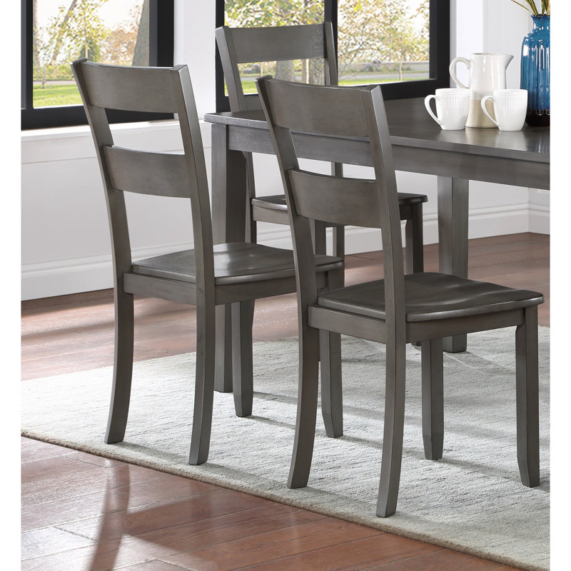 Chaises de salle à manger en bois gris, 2 pièces avec dossier, transitionnel contemporain pour la zone, bois de dossier de pièce de construction, meubles de style moderne et bois massif