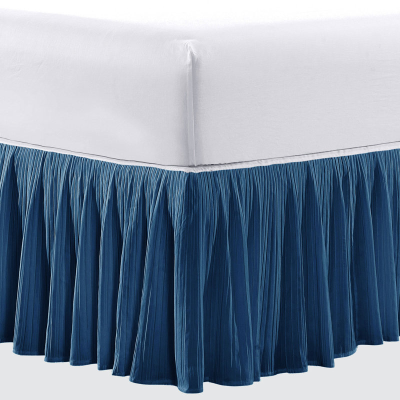 Pleated Bed Skirt, King, Blue