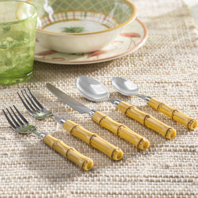  Cambridge Bamboo Handle 20-Piece Flatware Set