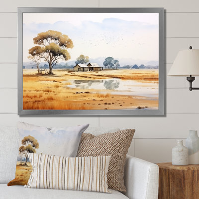 «Beige African Safari Landscape III - Art mural africain»
