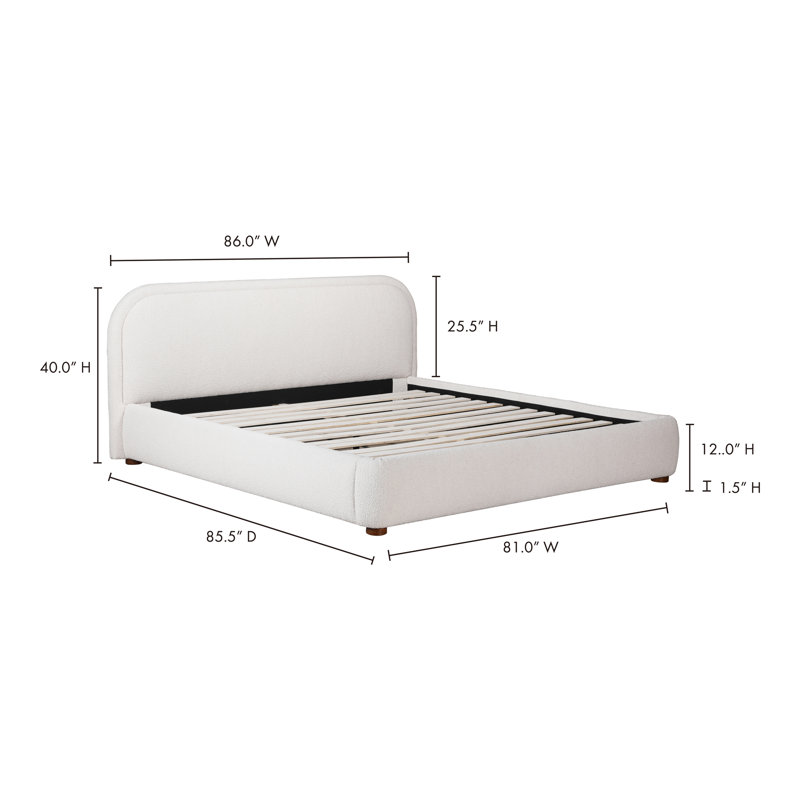 Shonda Upholstered Low Profile Platform Bed, Oatmeal, King