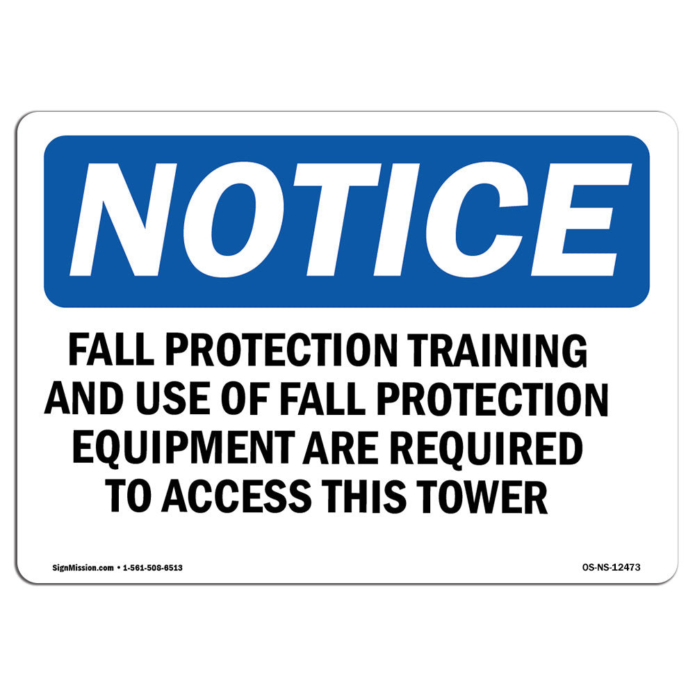SignMission Fall Protection Training And Use Of Fall Aluminum Sign 12 x ...