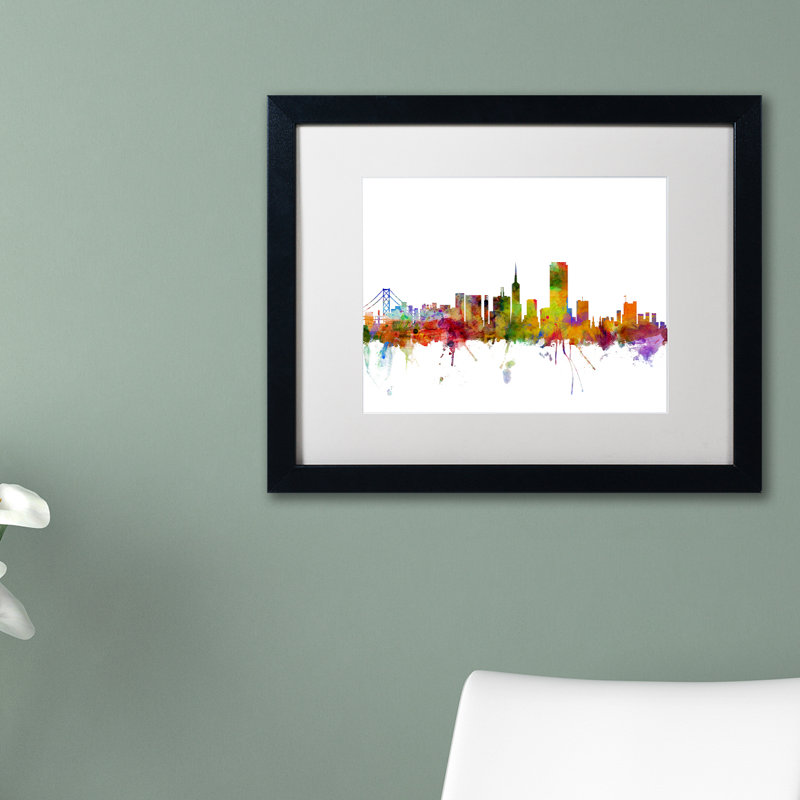 Horizon san francisco city, reproduction d’art encadrée, H 11 po x l 14 po x P 0,5 po, Blanc