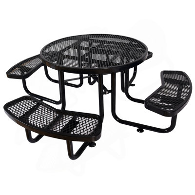 Square Outdoor Steel Picnic Table 46" ,With Umbrella Pole