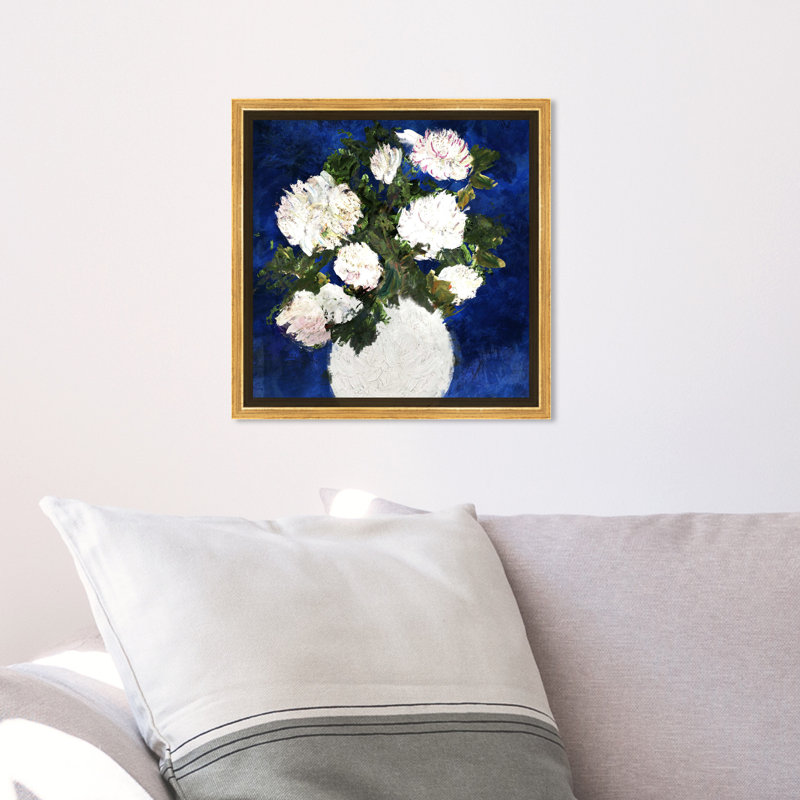 " Dripping Roses " Painting Print, 13" H x 13" W x 1.5" D, Gold Framed