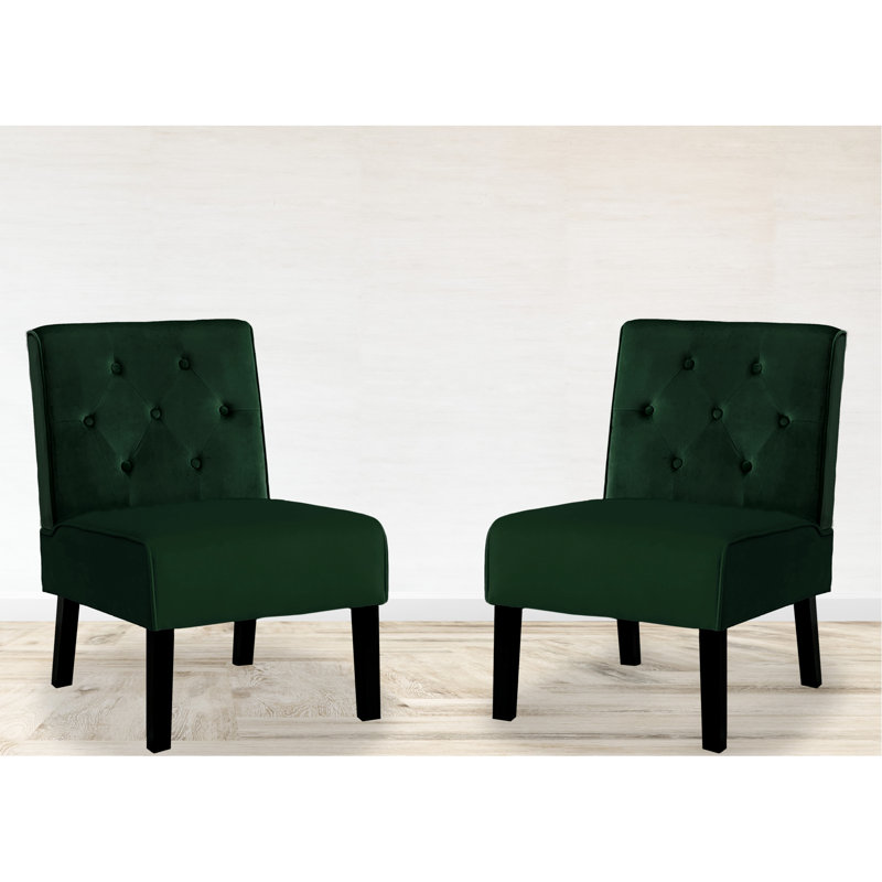 Chaises d'appoint en velours, 2 pièces - Dossier incurvé pour chambre à coucher, salon, bureau 2 pièces, chaises plissées