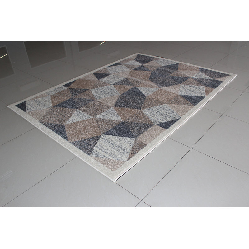 Tapis tissé à la machine ivoire/gris Mcgonigal, Rectangle 3 pi x 5 pi