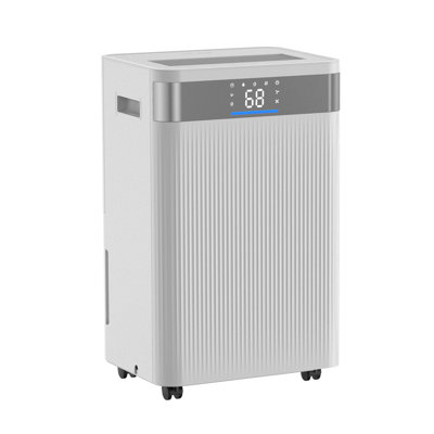 Déshumidificateur 52 pintes pour la maison et le sous-sol, tuyau d'évacuation pour usage commercial et industriel, contrôle intelligent de l'humidité, faible bruit pour les grandes pièces, les entrepôts, les chambres et le rangement, grande couverture, blanc