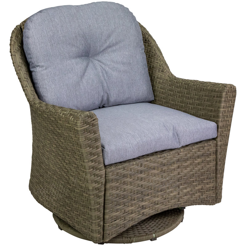 Chaise d'extérieur coulissante en osier avec coussins
