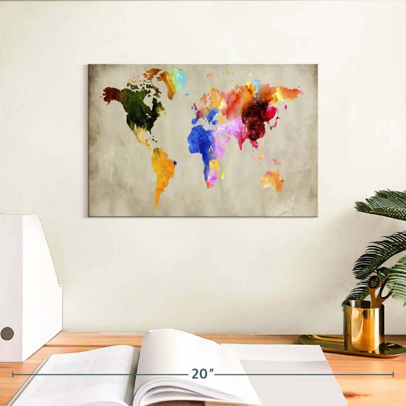 Carte du monde abstrait Aliaz, H 8 po x l 12 po