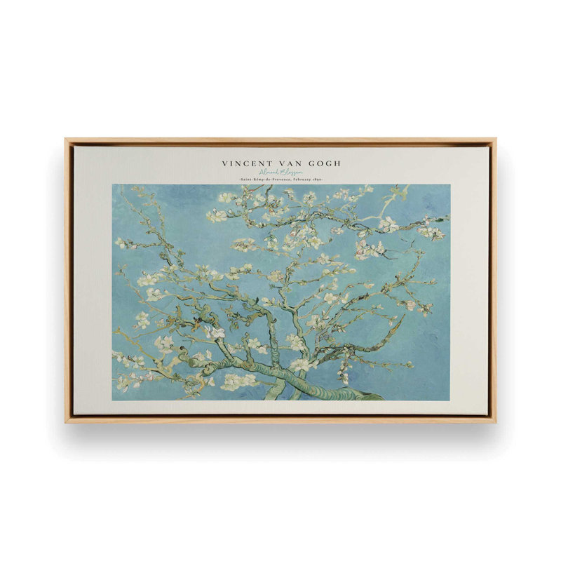 Van Gogh's Ammond Blossom v2, H 12,75 po x l 18,75 po, Cadre américain en érable flottant