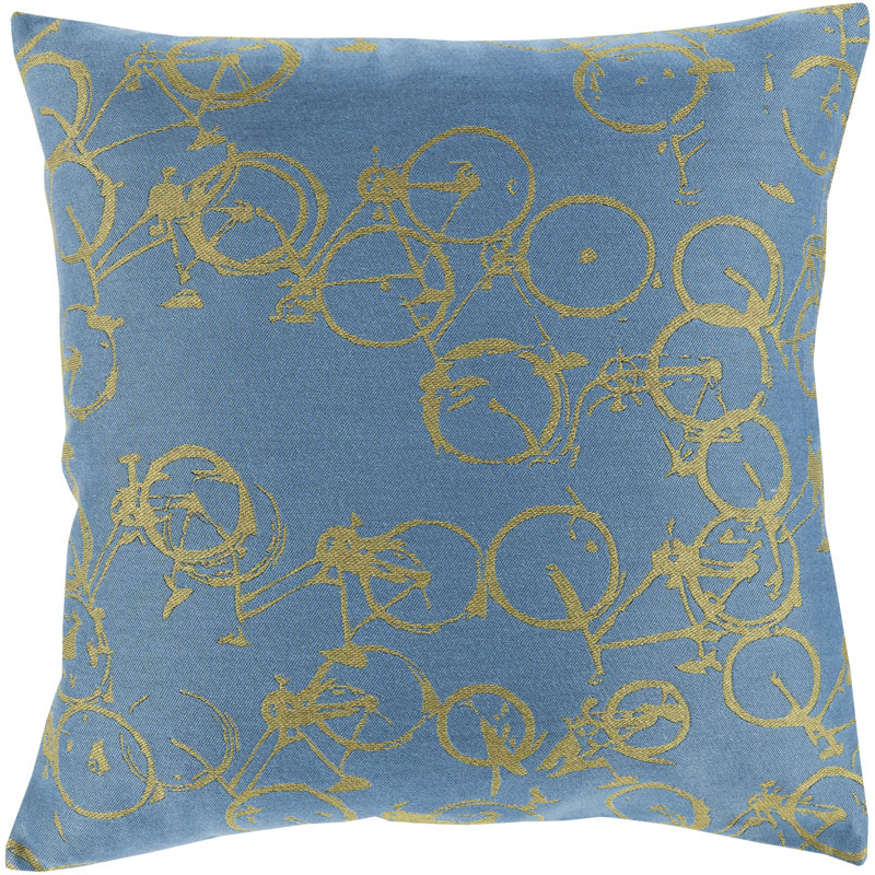  Coussin vélo, Housse de coussin seulement - sans insert, 18 po x 18 po, Bleu ciel / lime