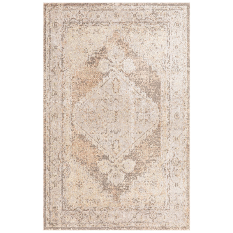 Tapis oriental en polyester tissé à la machine Haydel, Rectangle 2 pi 2 po x 4 pi
