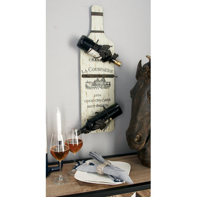 Brister 4 Bottle Solid Wood Wall Mounted Wine Bottle & Glass Rack in