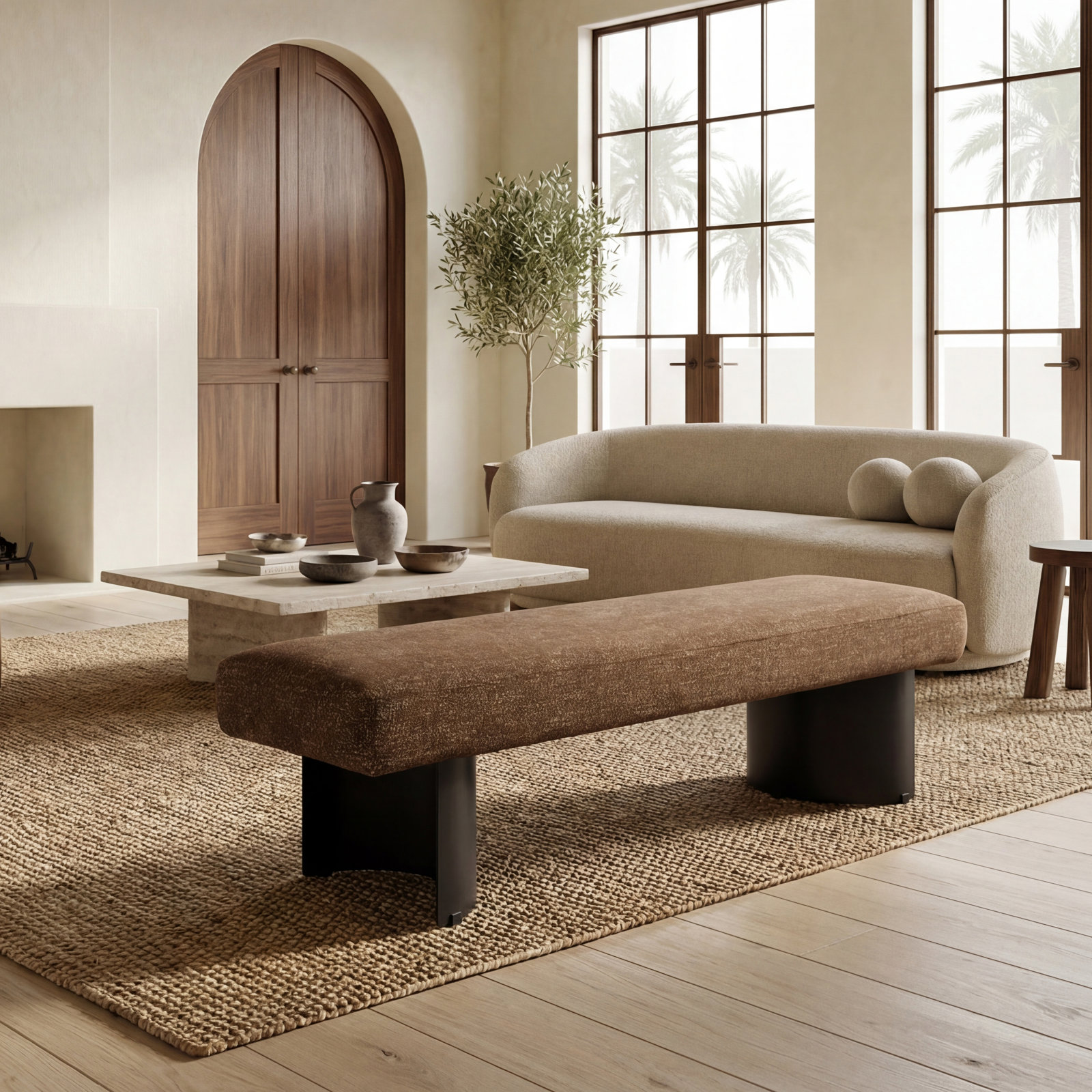 Axelle Bench, Dark Brown Chenille