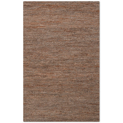 Tapis Heller noué à la main en jute Sumak écologique - 152 x 244 cm, rectangulaire, brun clair, motif uni, poils longs, fibre naturelle, intérieur/extérieur