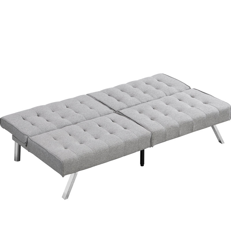 Grey Futon Couch, Ergonomic Design With Wood And Stainless Bed In Grey, Frame Leg, Easy Assembly