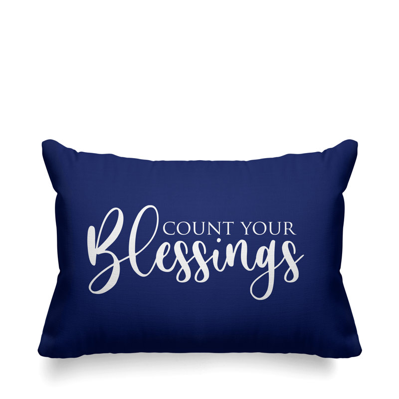 Housse et insert de coussin rectangulaire Aspire Count Your Blessings, Bleu marine
