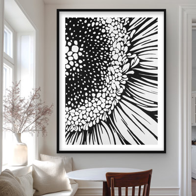 Gerbera imprimé monochromes encadrés - Décoration intérieure