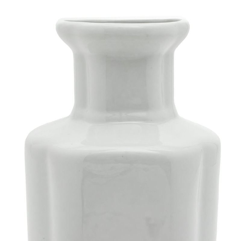 Blue/White 12" Porcelain Table Vase, White