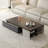 Modern Extendable Coffee Table With Hidden Drawers & Open Shelves, Contemporary Two-Tone Design