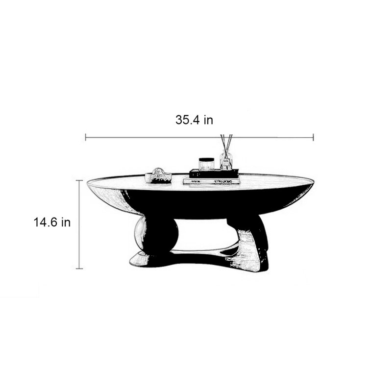 Modern simple round coffee table, 14.6"H x 35.4"L x 35.4"W
