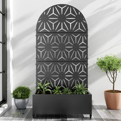 Aavah Galvanized Metal Planter Box with Trellis