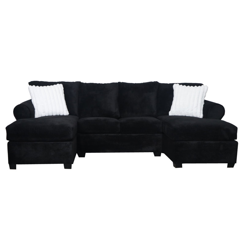 Aunyae Double Chaise Sectional, Noir