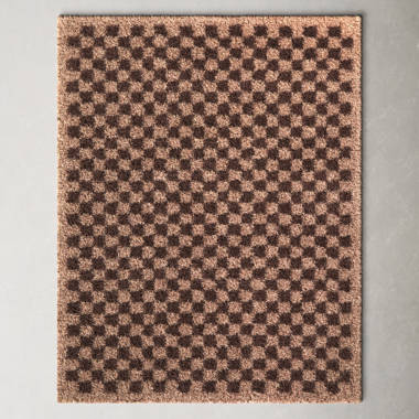 Jasha Checkered Beige/Brown Area Rug Union Rustic Rug Size: Rectangle 5'3 x 7