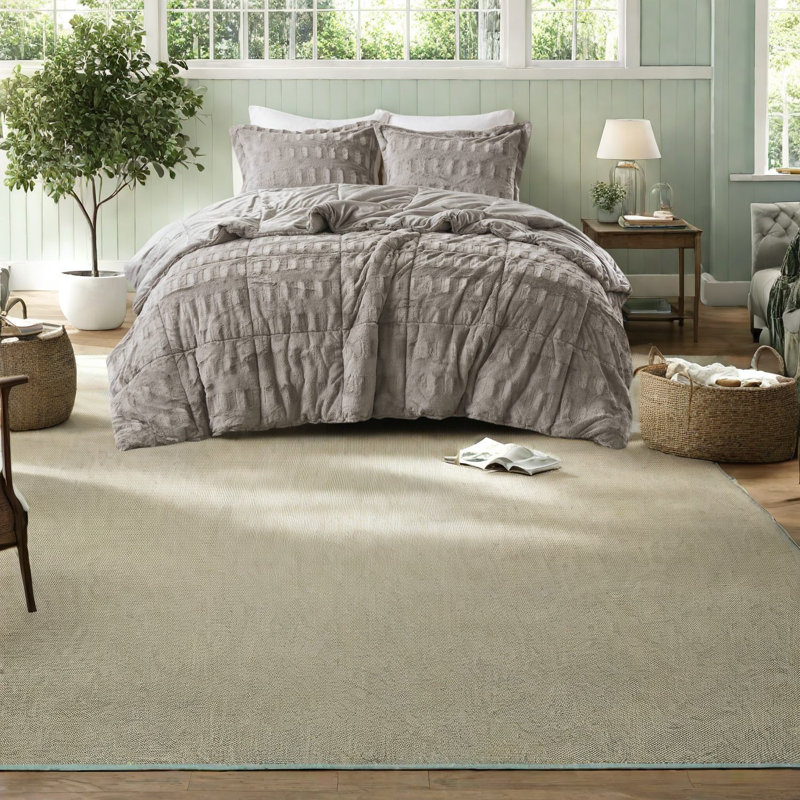 Ensembles de literie simple et confortable, style fausse fourrure gris pour une maison confortable