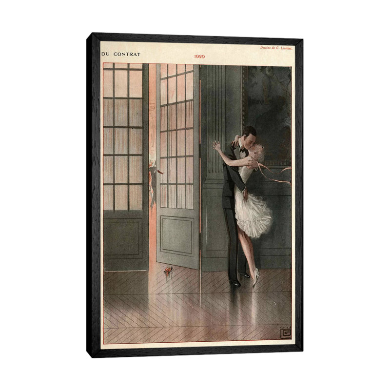 1929 La Vie Parisienne Magazine Plate - Print on Canvas, 101.6cm H x 66.04cm W x 3.81cm D, Black Floater Framed