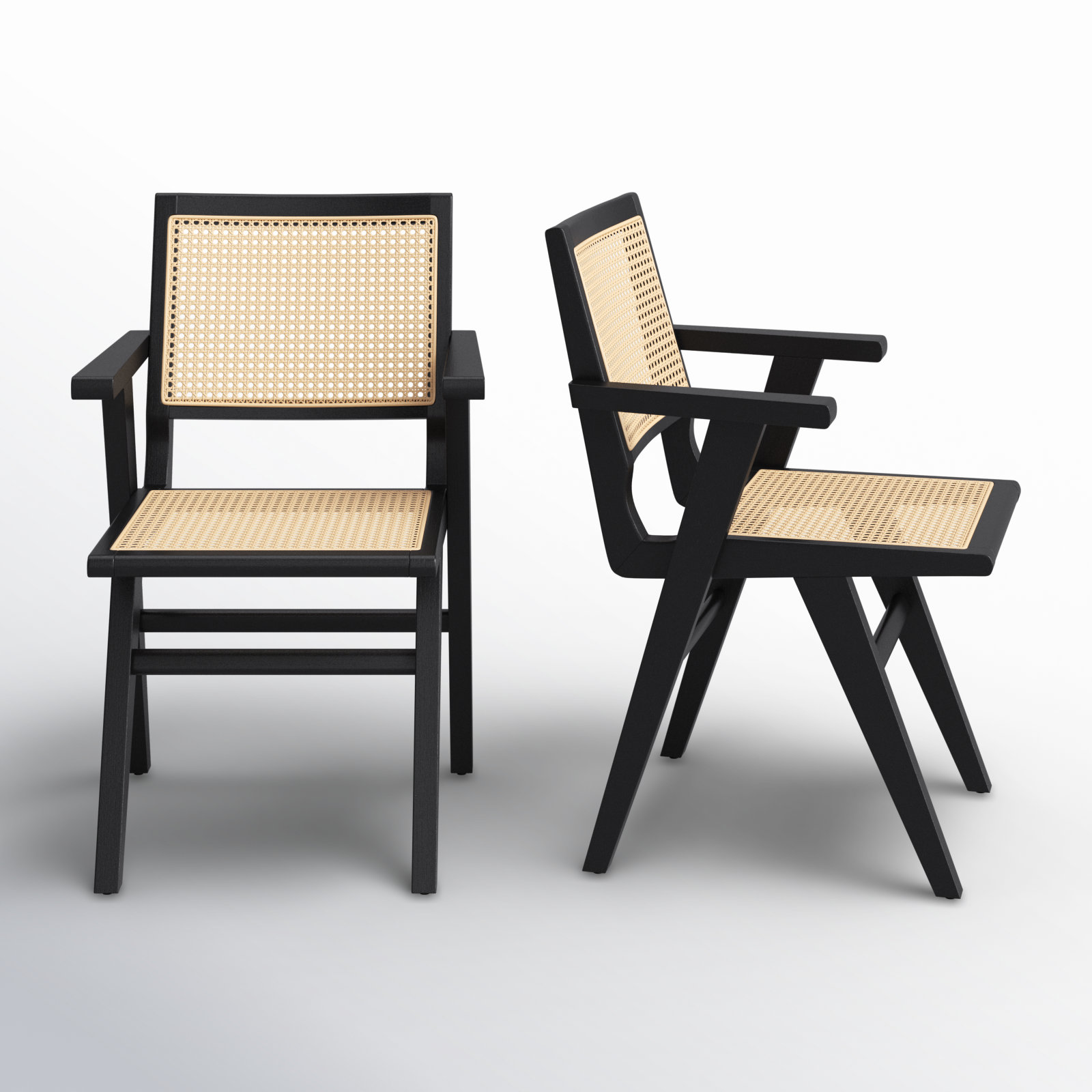 Atticus Cane Arm Chair, Black