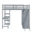 Lit mezzanine gris avec garde-robe, bureau et tablettes - Le décor fonctionnel de la chambre à coucher optimise l'espace