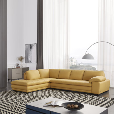 126" Wide Leather Match Sofa & Chaise