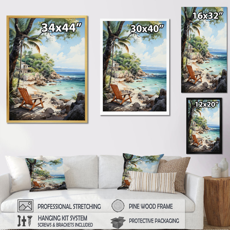 «Beach Photo Tropical Vibes V», reproduction sur toile, H 44 po x l 34 po x P 1,5 po, Cadre photo argenté