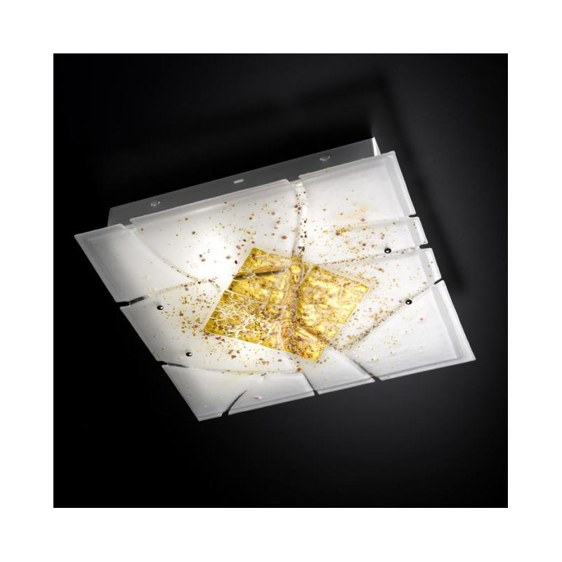 Frame Glass Flush Mount, Gold