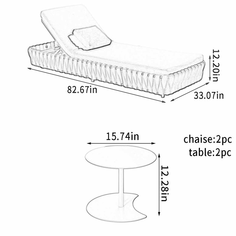Ensemble de chaise longue d'extérieur de style complexe hôtelier