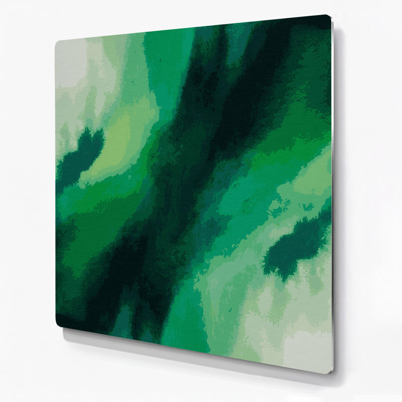 Abstrait couleur champ 9 vert, art mural en métal, H 12 po x l 12 po