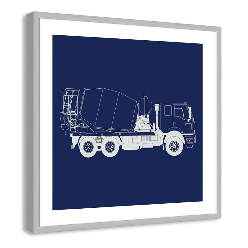 Camions Camions 1, art encadré, H 26,5 po x l 26,5 po x P 1,18 po, Encadré de boîte argent
