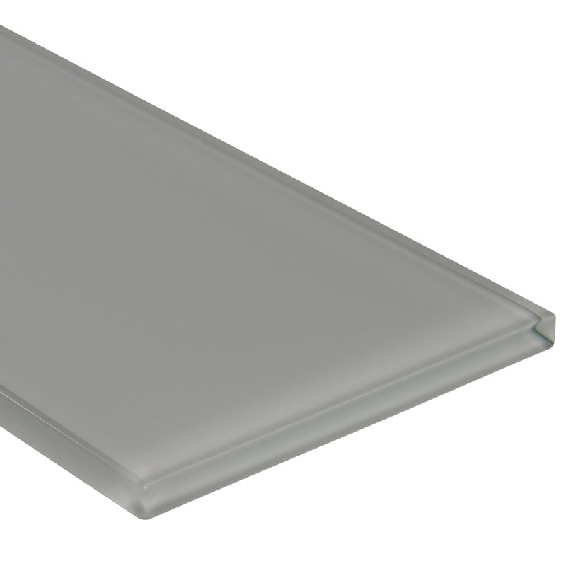 Subway 4 in. x 12 in. Glossy Glass Wall Tile, Taviro Gris