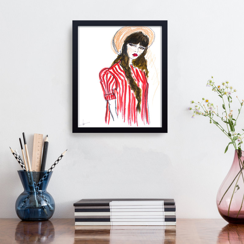'Monique' Framed Print Wall Art, 30" H x 24" W x 1.125" D, Framed Print, Black