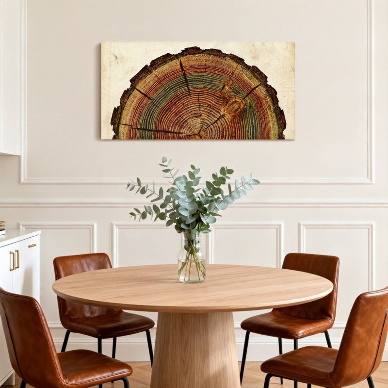 Plants & Flowers Tree Ring Pattern Art Print Canvas, 16" H x 32" W
