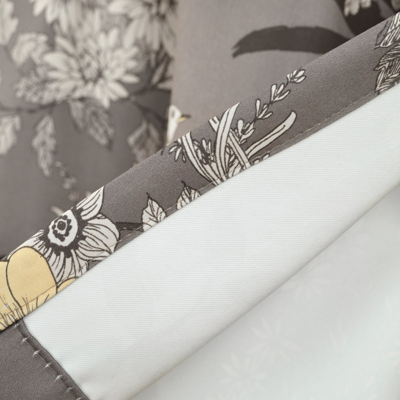 Gray Floral Botanical Garden Light Filtering Window Valance