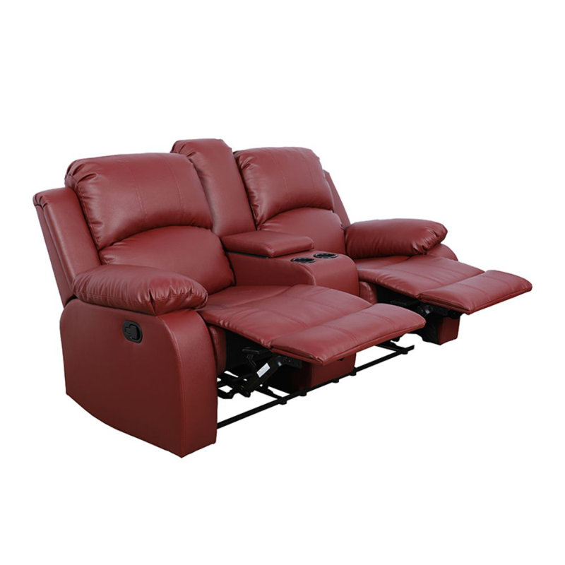 Canapé inclinable 69 po en cuir Vegan, Similicuir rouge