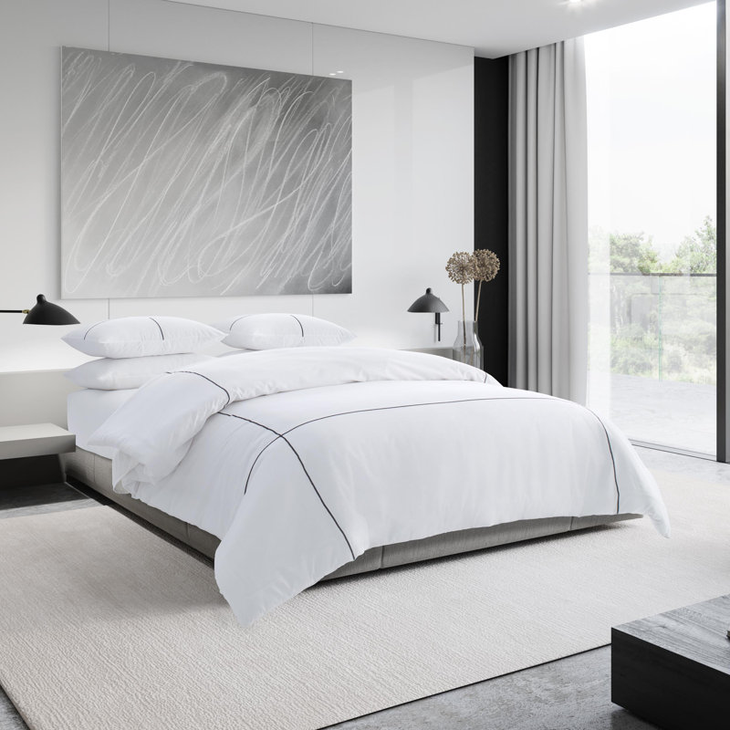 Ensemble d'édredon en coton Vera Wang Zig Zag, Édredon pour grand lit + 2 taies décoratives pou