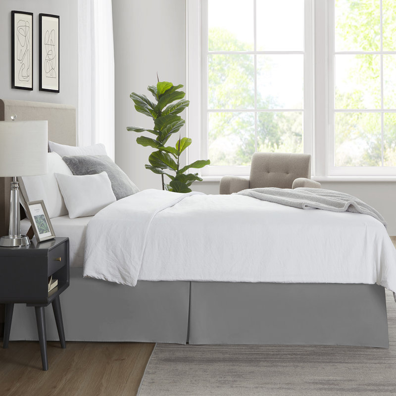 California King Gray Microfiber Split Corner Bed Skirt