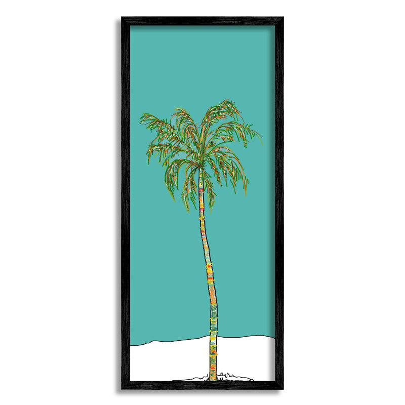 "Stupell Industries", art moderne sur toile de palmier turquoise par J. Weiss, Giclée encadrée noir minuit