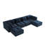 Canapé modulaire bleu en velours côtelé avec 2 repose-pieds mobiles, siège profond et canapé capitonné 4 places sans assemblage requis