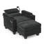 Fauteuil inclinable multifonctionnel avec USB, revêtement en chenille noire, solutions de rangement modernes