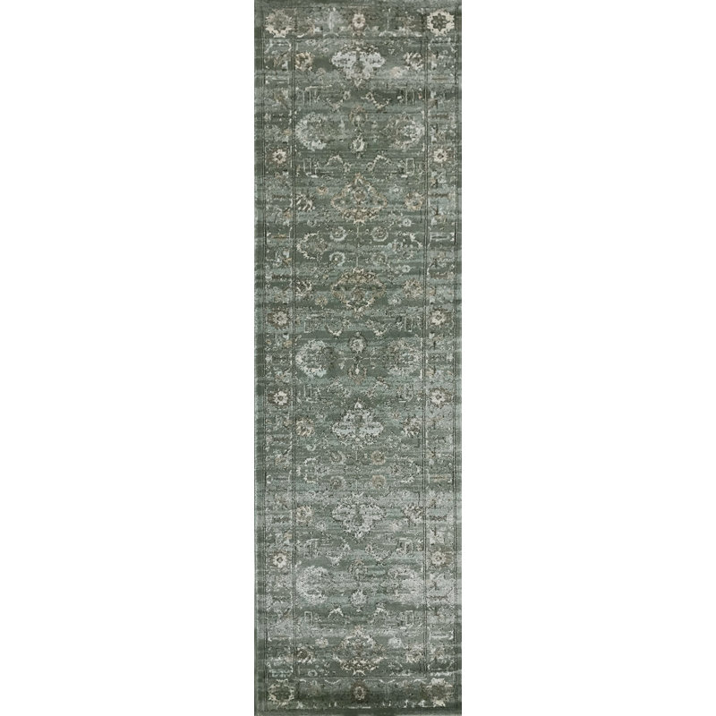 Oriental Green Area Rug, Runner 2'2" x 7'7"